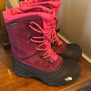 The North Face Burgundy and Black Winter Boots